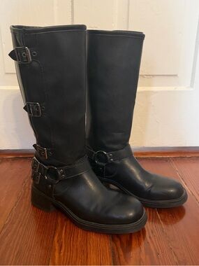 Black Moto Boots - Size 9